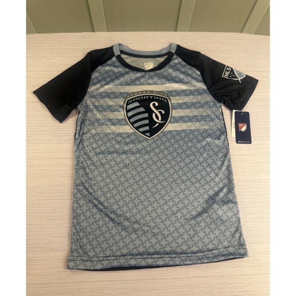 MLS Sporting Kansas City Boys Large 12/14 Soccer Jersey Blue Navy NWT New